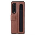 Etui en cuir Nillkin Etui en cuir véritable blindé flexible avec poche pour Samsung Galaxy Z Fold 3 Marron