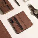 Etui en cuir Nillkin Etui en cuir véritable blindé flexible avec poche pour Samsung Galaxy Z Fold 3 Marron