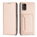 Étui pour cartes magnétiques pour Samsung Galaxy A12 5G pochette portefeuille porte-cartes rose