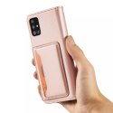 Étui pour cartes magnétiques pour Samsung Galaxy A12 5G pochette portefeuille porte-cartes rose