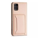 Étui pour cartes magnétiques pour Samsung Galaxy A52 5G pochette portefeuille porte-cartes rose