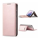 Étui pour cartes magnétiques pour Samsung Galaxy S22 Pouch Card Wallet Card Stand Rose