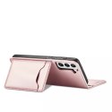 Étui pour cartes magnétiques pour Samsung Galaxy S22 Pouch Card Wallet Card Stand Rose