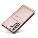 Étui pour cartes magnétiques pour Samsung Galaxy S22 Pouch Card Wallet Card Stand Rose