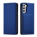 Étui pour cartes magnétiques pour Samsung Galaxy S22 + (S22 Plus) pochette portefeuille porte-cartes bleu