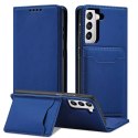 Étui pour cartes magnétiques pour Samsung Galaxy S22 + (S22 Plus) pochette portefeuille porte-cartes bleu