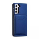 Étui pour cartes magnétiques pour Samsung Galaxy S22 + (S22 Plus) pochette portefeuille porte-cartes bleu