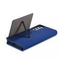 Étui pour cartes magnétiques pour Samsung Galaxy S22 + (S22 Plus) pochette portefeuille porte-cartes bleu