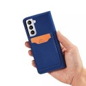 Étui pour cartes magnétiques pour Samsung Galaxy S22 + (S22 Plus) pochette portefeuille porte-cartes bleu