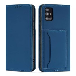 Magnet Card Case Case pour Samsung Galaxy A12 5G Pouch Wallet Card Holder Bleu