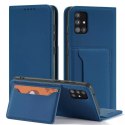 Magnet Card Case Case pour Samsung Galaxy A12 5G Pouch Wallet Card Holder Bleu