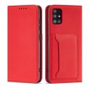 Magnet Card Case Case pour Samsung Galaxy A12 5G Pouch Wallet Card Holder Rouge