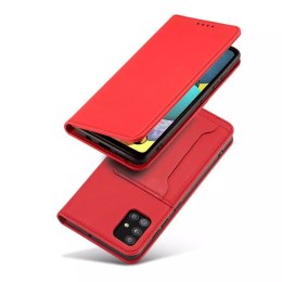 Magnet Card Case Case pour Samsung Galaxy A12 5G Pouch Wallet Card Holder Rouge