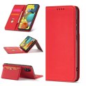 Magnet Card Case Case pour Samsung Galaxy A12 5G Pouch Wallet Card Holder Rouge