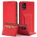 Magnet Card Case Case pour Samsung Galaxy A12 5G Pouch Wallet Card Holder Rouge