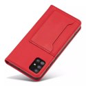 Magnet Card Case Case pour Samsung Galaxy A12 5G Pouch Wallet Card Holder Rouge