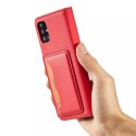 Magnet Card Case Case pour Samsung Galaxy A12 5G Pouch Wallet Card Holder Rouge