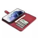 Étui portefeuille en cuir iCarer Haitang étui en cuir pour Samsung Galaxy S22 + (S22 Plus) housse de portefeuille rouge (AKSM05R