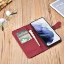 Étui portefeuille en cuir iCarer Haitang étui en cuir pour Samsung Galaxy S22 + (S22 Plus) housse de portefeuille rouge (AKSM05R