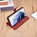 Étui portefeuille en cuir iCarer Haitang étui en cuir pour Samsung Galaxy S22 + (S22 Plus) housse de portefeuille rouge (AKSM05R