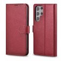 ICarer Haitang Étui portefeuille en cuir Étui en cuir pour Samsung Galaxy S22 Ultra Housse de boîtier de portefeuille Rouge (AKS