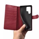 ICarer Haitang Étui portefeuille en cuir Étui en cuir pour Samsung Galaxy S22 Ultra Housse de boîtier de portefeuille Rouge (AKS