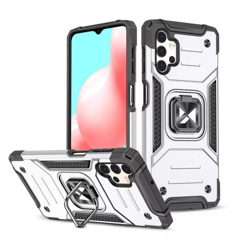Wozinsky Ring Armor coque hybride robuste + support magnétique pour Samsung Galaxy A73 argent