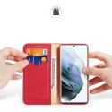 Étui type bibliothèque en cuir véritable Dux Ducis Hivo pour Samsung Galaxy S22 Ultra rouge