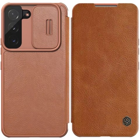 Nillkin Qin Leather Pro Case Case pour Samsung Galaxy S22 + (S22 Plus) Camera Protector Holster Cover Flip Cover Marron