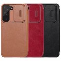 Nillkin Qin Leather Pro Case Case pour Samsung Galaxy S22 + (S22 Plus) Camera Protector Holster Cover Flip Cover Marron