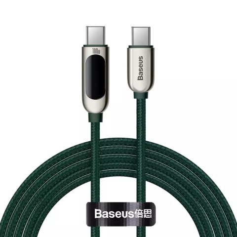 Baseus USB Type C - Câble USB Type C 100W (20V / 5A) Power Delivery avec écran d&#39;affichage Power Meter 2m vert (CATSK-C06)