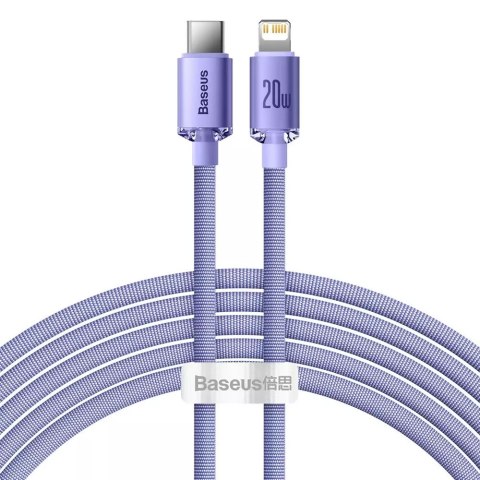 Câble Baseus Crystal Shine Series Câble USB pour une charge rapide et un transfert de données USB Type C - Lightning 20W 2m viol