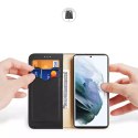 Dux Ducis Hivo Leather Flip Cover Portefeuille en cuir véritable pour cartes et documents Samsung Galaxy S22 Ultra Noir