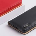 Dux Ducis Hivo Leather Flip Cover Portefeuille en cuir véritable pour cartes et documents Samsung Galaxy S22 Ultra Noir