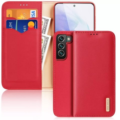 Étui type bibliothèque en cuir véritable Dux Ducis Hivo pour Samsung Galaxy S22+ (S22 Plus) rouge