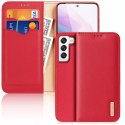 Étui type bibliothèque en cuir véritable Dux Ducis Hivo pour Samsung Galaxy S22 rouge