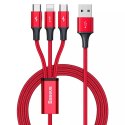Baseus 3-en-1 avec bornes USB - USB Type C / Lightning / micro USB 1,2 m, 3,5A rouge (CAJS000009)