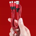 Baseus 3-en-1 avec bornes USB - USB Type C / Lightning / micro USB 1,2 m, 3,5A rouge (CAJS000009)