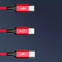 Baseus 3-en-1 avec bornes USB - USB Type C / Lightning / micro USB 1,2 m, 3,5A rouge (CAJS000009)