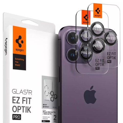 Osłona aparatu Spigen Optik.tR "EZ FIT" Camera Protector 2-pack do Apple iPhone 14 Pro / 14 Pro Max Black