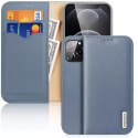 Étui type bibliothèque en cuir véritable Dux Ducis Hivo pour iPhone 13 Pro Max bleu