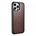 ICarer Leather Oil Wax recouvert de cuir véritable pour iPhone 13 Pro Max marron (ALI1214-BN)