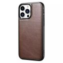 ICarer Leather Oil Wax recouvert de cuir véritable pour iPhone 13 Pro Max marron (ALI1214-BN)