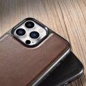 ICarer Leather Oil Wax recouvert de cuir véritable pour iPhone 13 Pro marron (ALI1213-BN)
