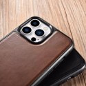 ICarer Leather Oil Wax recouvert de cuir véritable pour iPhone 13 Pro marron (ALI1213-BN)