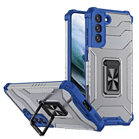 Crystal Ring Case Kickstand Tough Rugged Cover pour Samsung Galaxy S22+ (S22 Plus) bleu