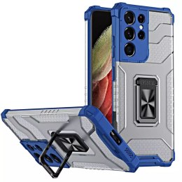 Crystal Ring Case Kickstand Tough Rugged Cover pour Samsung Galaxy S22 Ultra bleu