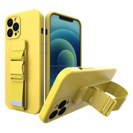 Housse en corde gel TPU airbag housse avec lanière pour iPhone 13 Pro Max jaune