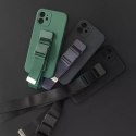 Housse en corde gel TPU housse airbag avec lanière pour iPhone 13 Pro Max vert foncé