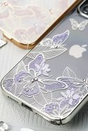 Kingxbar Butterfly Series shiny case decorated with original Swarovski crystals iPhone 12 mini purple